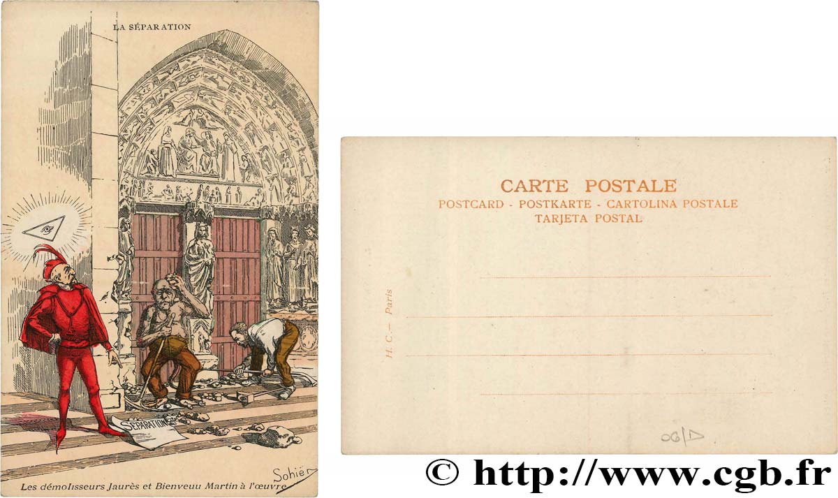 FRANC-MAÇONNERIE - PARIS carte postale couleurs satirique fST