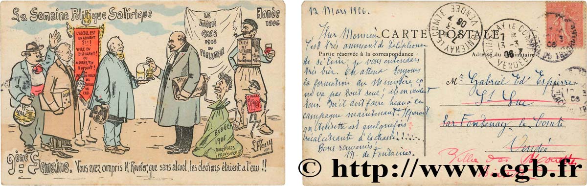 FRANC-MAÇONNERIE - PARIS carte postale couleurs satirique SPL