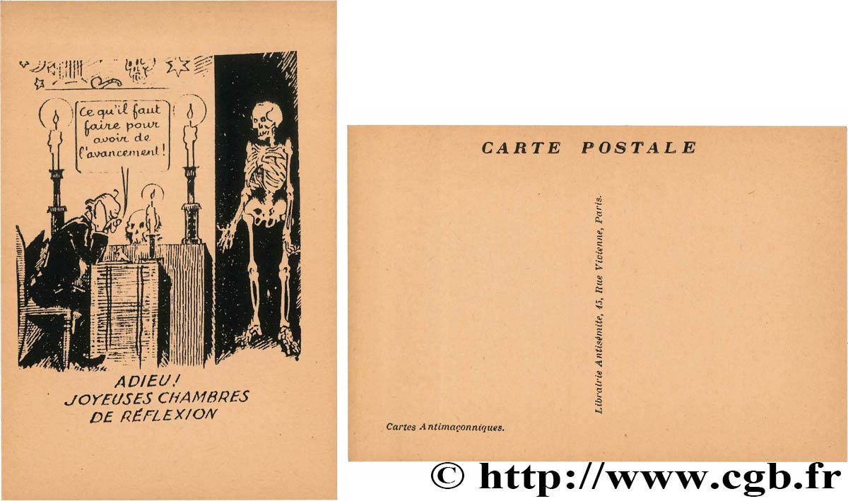 FRANC-MAÇONNERIE - PARIS carte postale satirique FDC