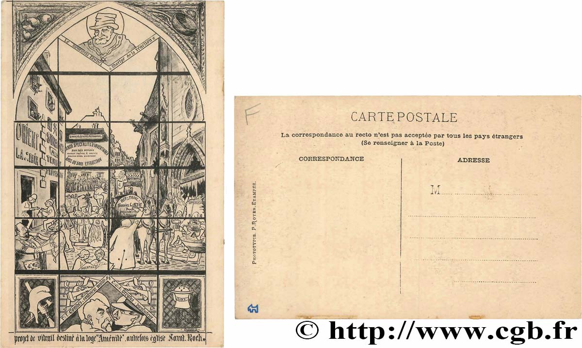 FRANC - MAÇONNERIE carte postale maçonnique SUP