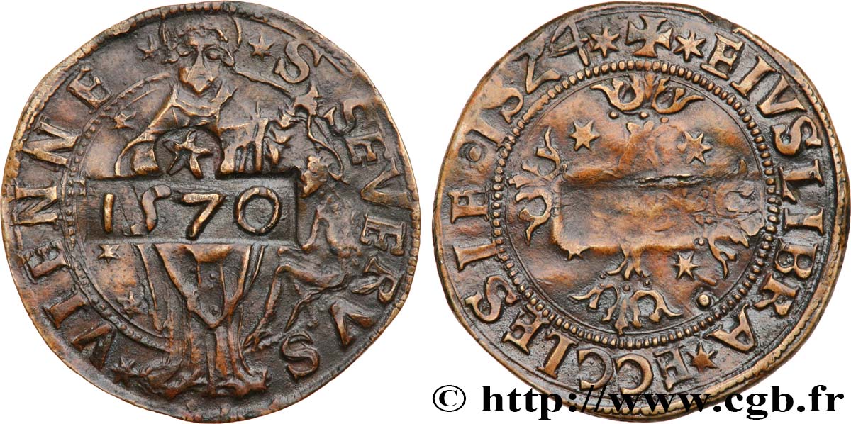 DAUPHINÉ - JETONS DIVERS Méreau du chapitre Saint-Sévère de Vienne TTB+