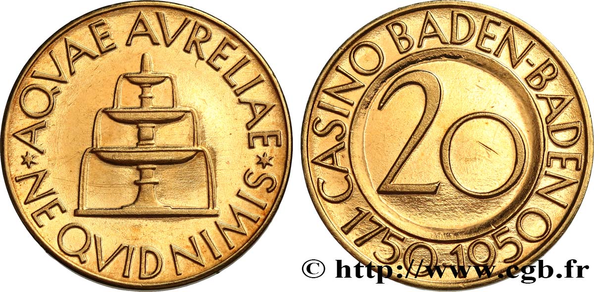 GERMANY - BADEN-BADEN CASINO Jeton de 20 marks MS