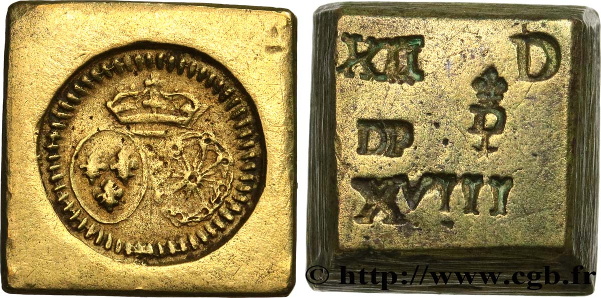 LOUIS XV et LOUIS XVI - POIDS MONÉTAIRE Poids monétaire pour le double louis d’or aux écus ovales MBC