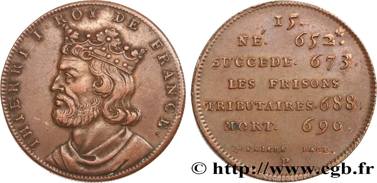SÉRIE MÉTALLIQUE DES ROIS DE FRANCE Règne de THIERRY III - 15 - frappe de Louis XVIII, lourde EBC