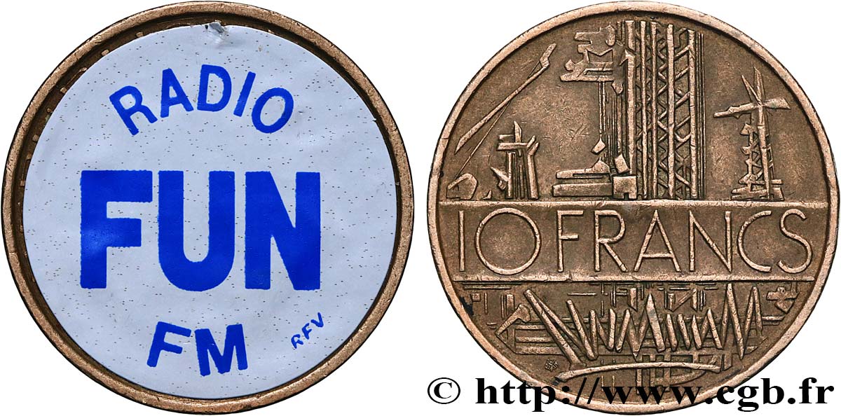 ADVERTISING AND ADVERTISING TOKENS AND JETONS 10 francs Mathieu, RADIO FUN FM XF