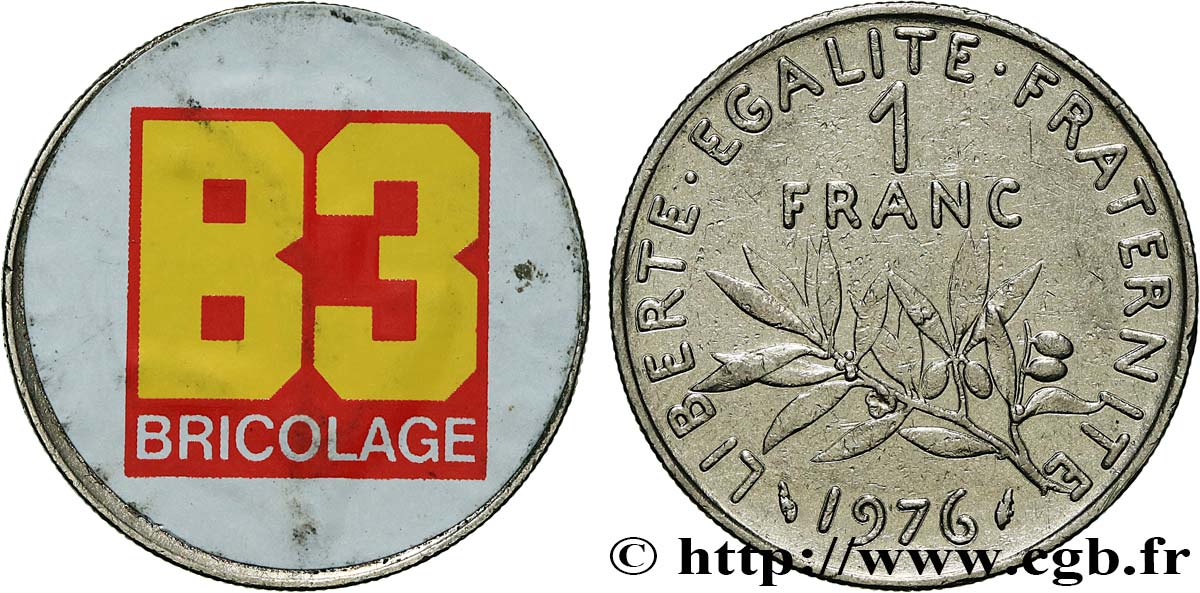 ADVERTISING TOKENS 1 franc semeuse, B3 BRICOLAGE XF