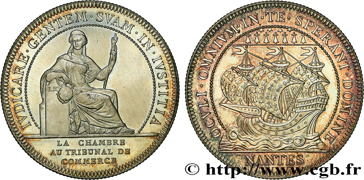 BRETAGNE - MÉDAILLES ET JETONS DU XIXe SIÈCLE Jeton de la Chambre de commerce de Nantes, poinçon corne SPL