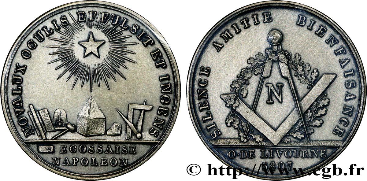 FRANC - MAÇONNERIE LOGES NAPOLÉONIENNES A L’ETRANGER - ITALIE - LIVOURNE, napoleon - Refrappe SPL
