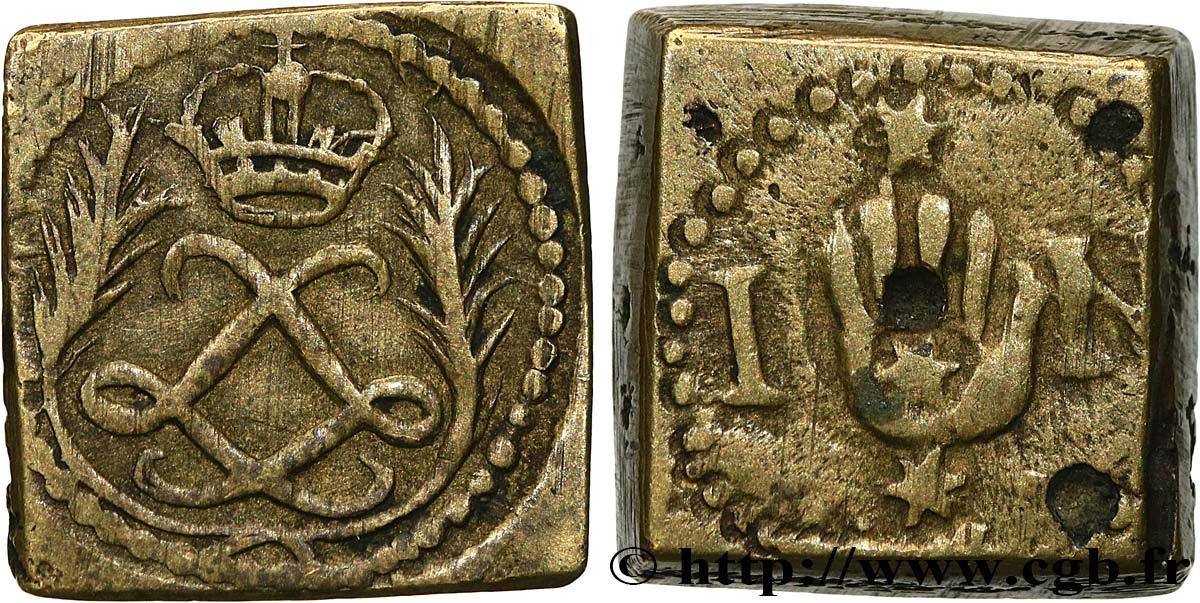 LOUIS XV  THE WELL-BELOVED  Poids monétaire pour le louis d’or dit “Mirliton” fSS