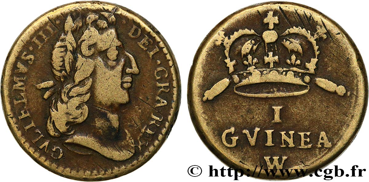 ENGLAND - COIN WEIGHT Poids monétaire pour la guinée de Guillaume III XF