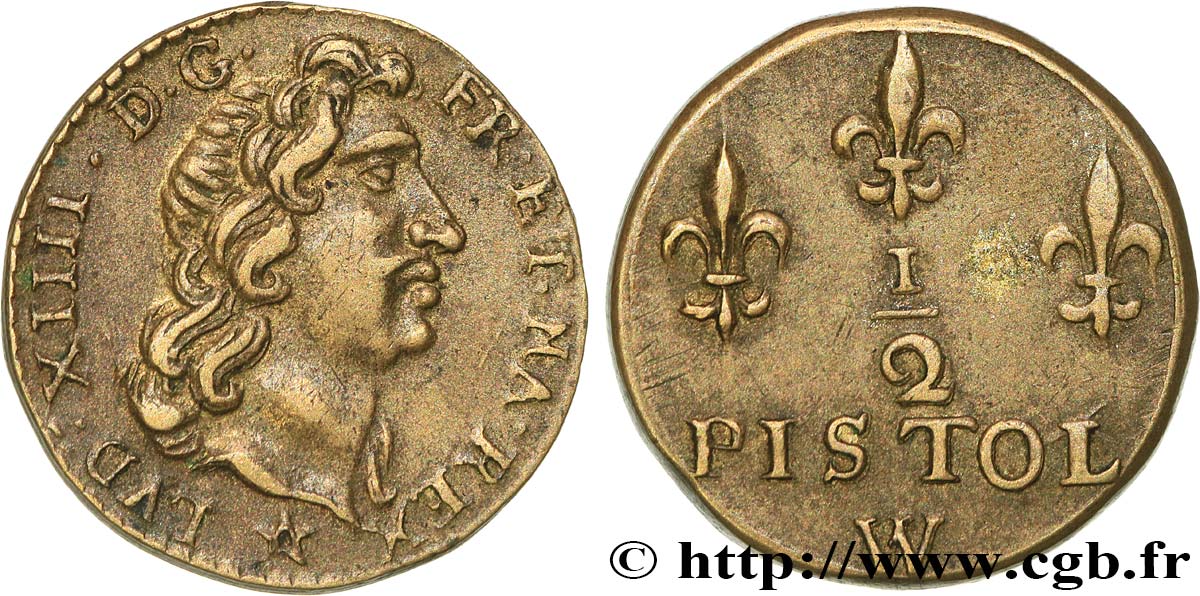 LOUIS XIII AND LOUIS XIV - COIN WEIGHT Poids monétaire pour le demi louis d’or aux huit L AU