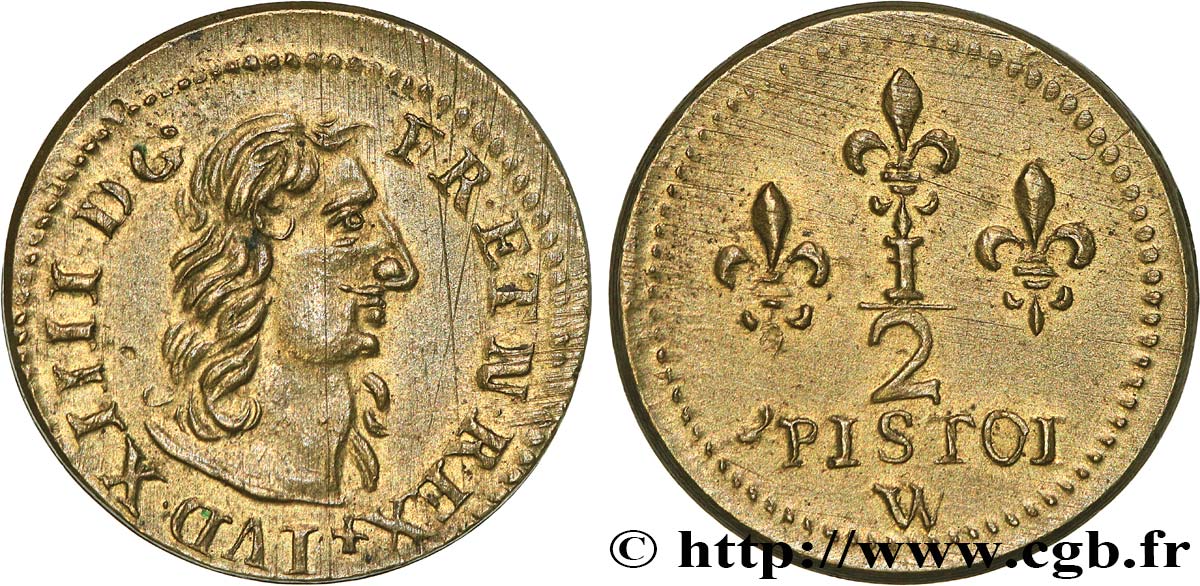 LOUIS XIII AND LOUIS XIV - COIN WEIGHT Poids monétaire pour le demi louis d’or aux huit L AU