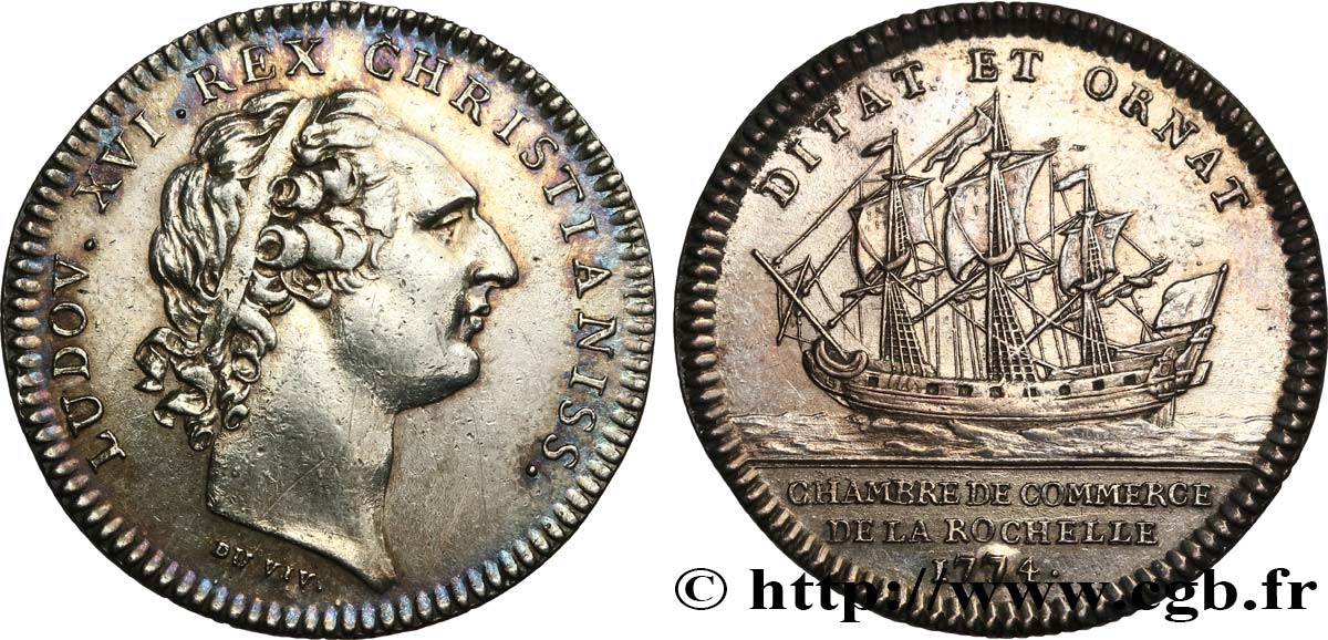 CHAMBRES DE COMMERCE La Rochelle (Louis XVI), coin modifié TTB