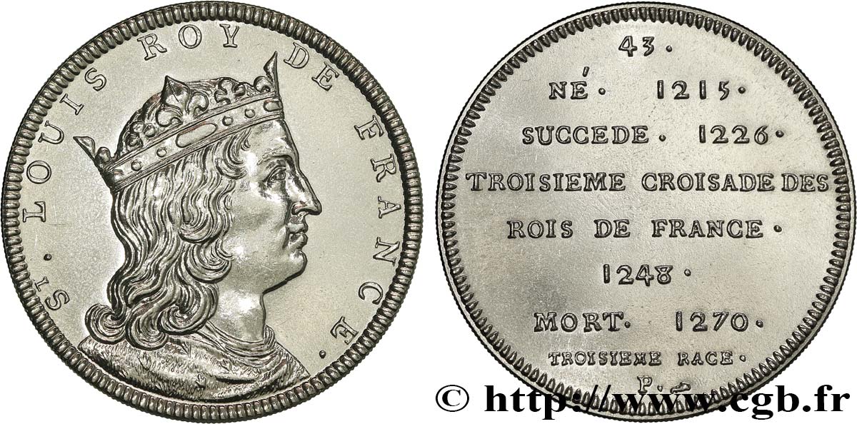 SÉRIE MÉTALLIQUE DES ROIS DE FRANCE Règne de LOUIS IX Saint Louis - 43 - refrappe ultra-moderne MS