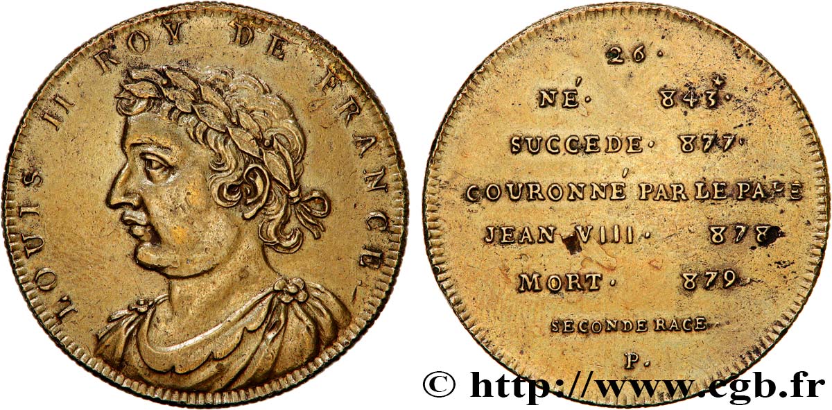 SÉRIE MÉTALLIQUE DES ROIS DE FRANCE Règne de LOUIS II dit le Bègue - 26 - Émission de Louis XVIII XF