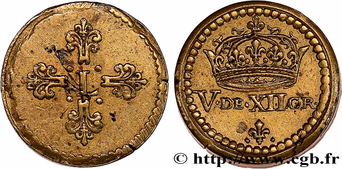 LOUIS XIII  Poids monétaire pour le demi-franc de forme circulaire AU