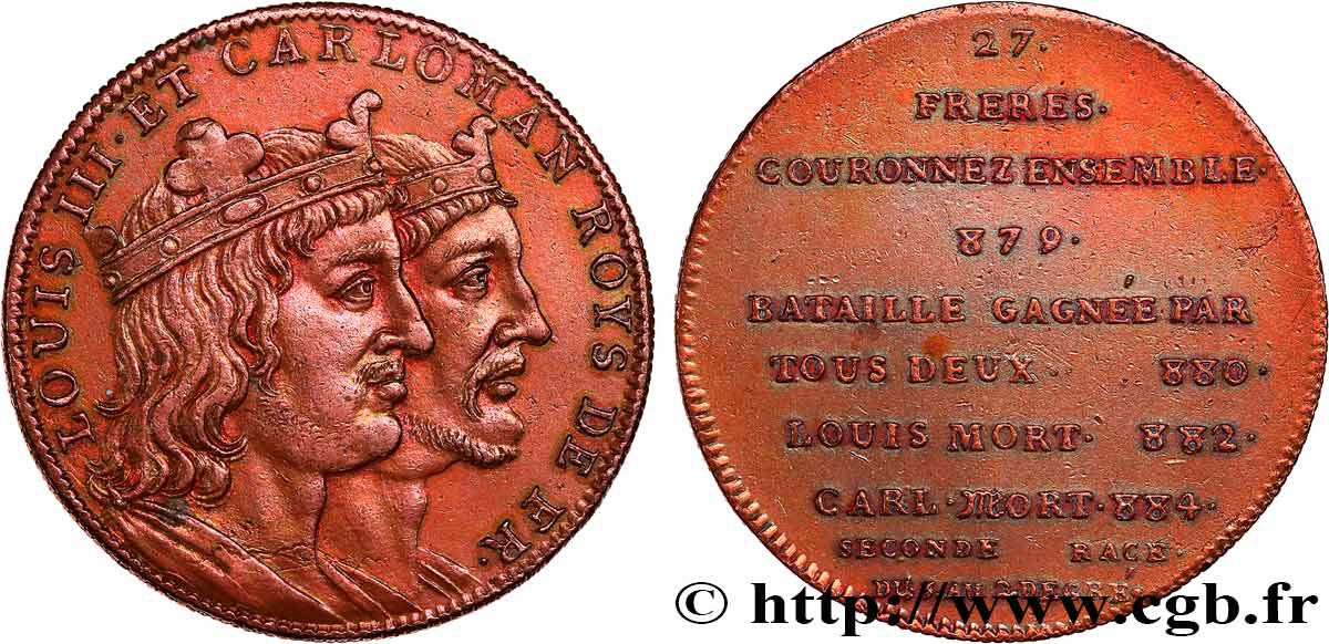 SÉRIE MÉTALLIQUE DES ROIS DE FRANCE Règnes de LOUIS III et CARLOMAN - 27 SUP