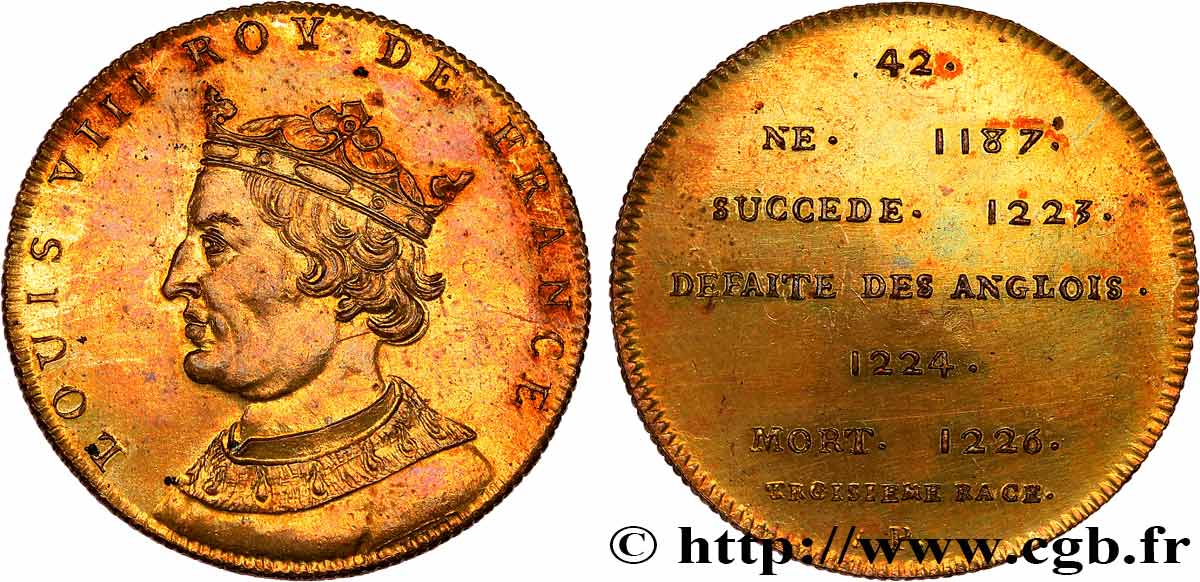 SÉRIE MÉTALLIQUE DES ROIS DE FRANCE Règne de LOUIS VIII - 42 FDC