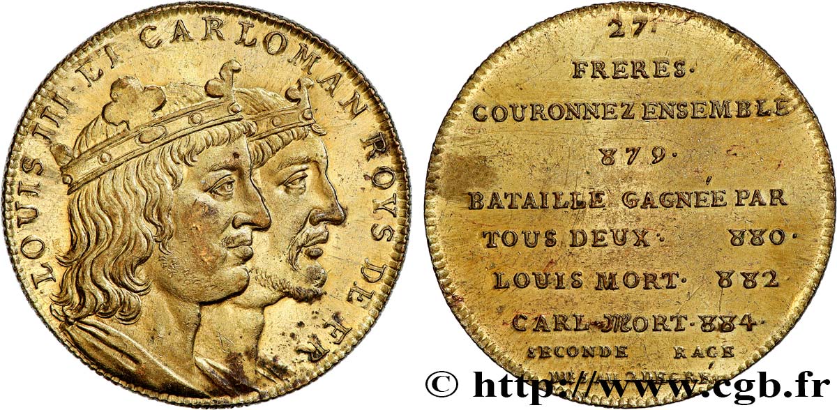 SÉRIE MÉTALLIQUE DES ROIS DE FRANCE Règnes de LOUIS III et CARLOMAN - 27 - Émission de Louis XVIII SPL