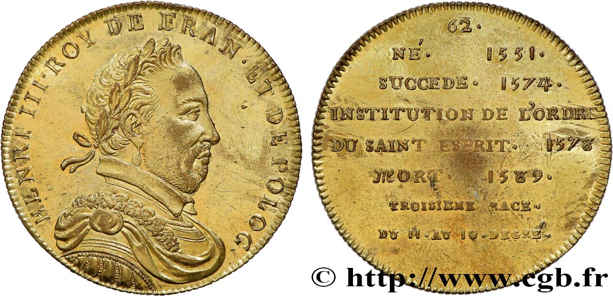 SÉRIE MÉTALLIQUE DES ROIS DE FRANCE Règne de HENRI III - 62- Émission de Louis XVIII SUP