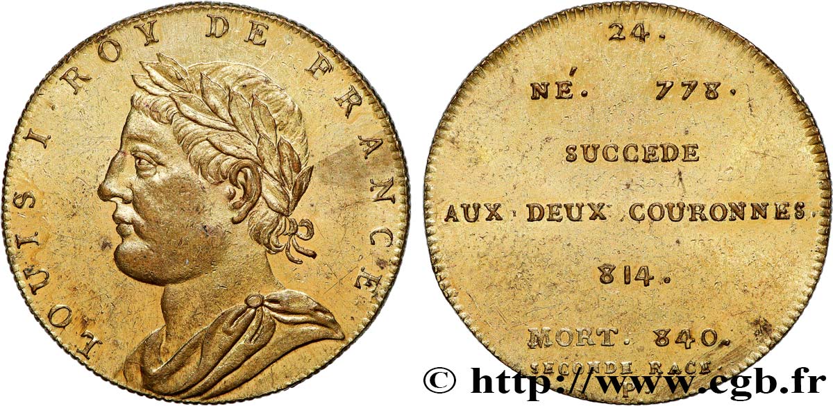 SÉRIE MÉTALLIQUE DES ROIS DE FRANCE Règne de LOUIS Ier dit le Pieux - 24 - Émission de Louis XVIII SUP