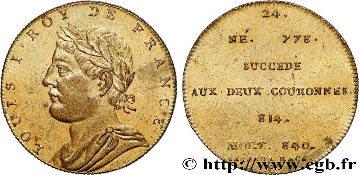 METALLIC SERIES OF THE KINGS OF FRANCE  Règne de LOUIS Ier dit le Pieux - 24 - Émission de Louis XVIII AU