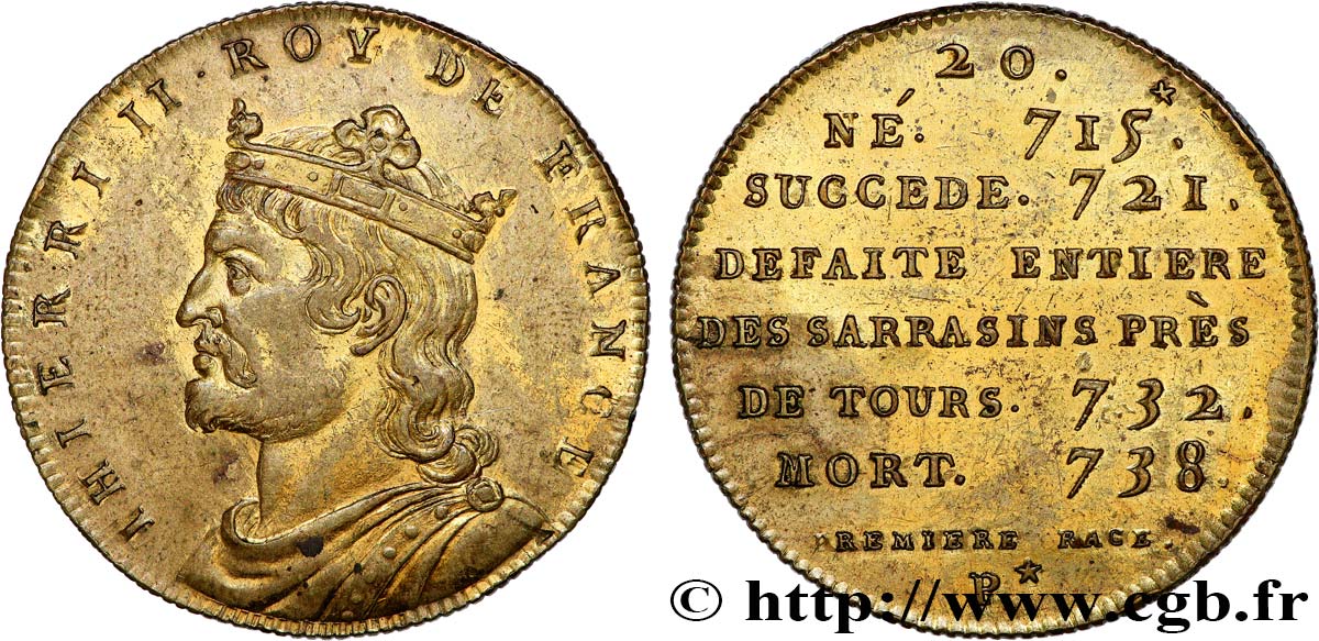 METALLIC SERIES OF THE KINGS OF FRANCE  Règne de THIERRY IV - 20 - Émission de Louis XVIII AU