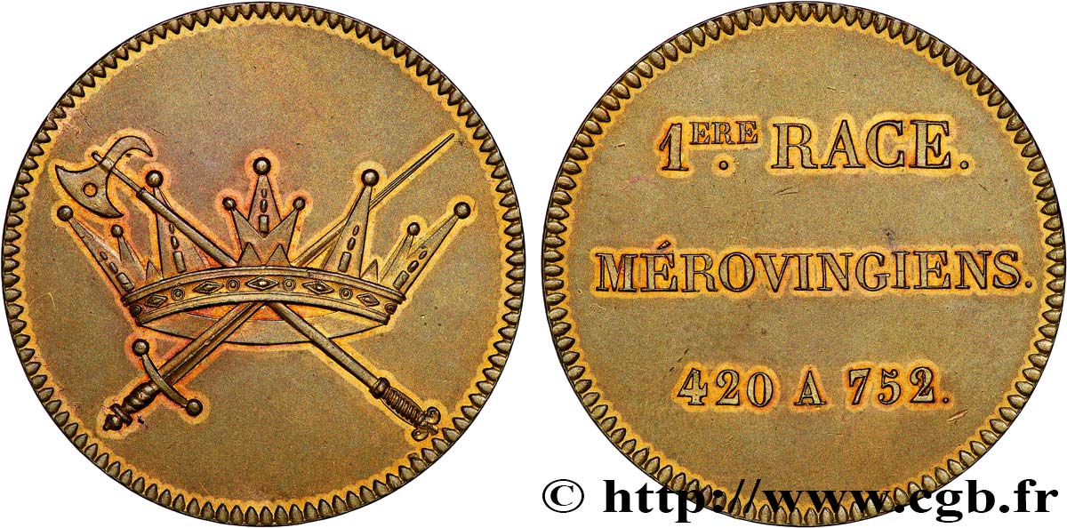 SÉRIE MÉTALLIQUE DES ROIS DE FRANCE Jeton explicatif - Émission de Louis XVIII SUP