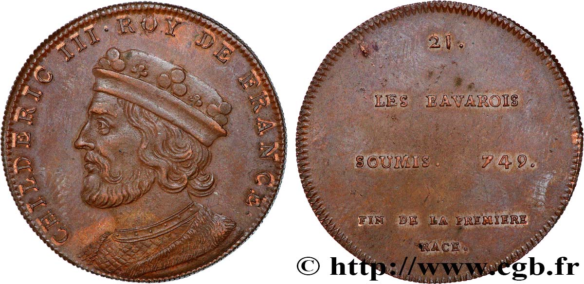 METALLIC SERIES OF THE KINGS OF FRANCE  Règne de CHILDERIC III - 21 - frappe Louis XVIII, lourde AU