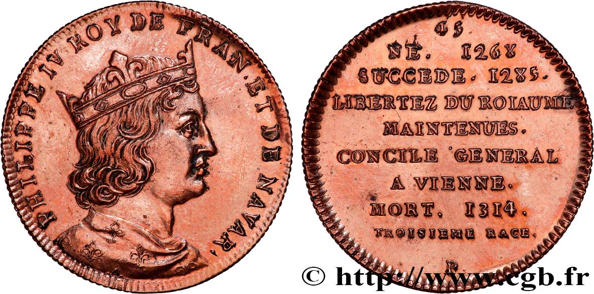 SÉRIE MÉTALLIQUE DES ROIS DE FRANCE Règne de PHILIPPE IV LE BEL - 45 SUP