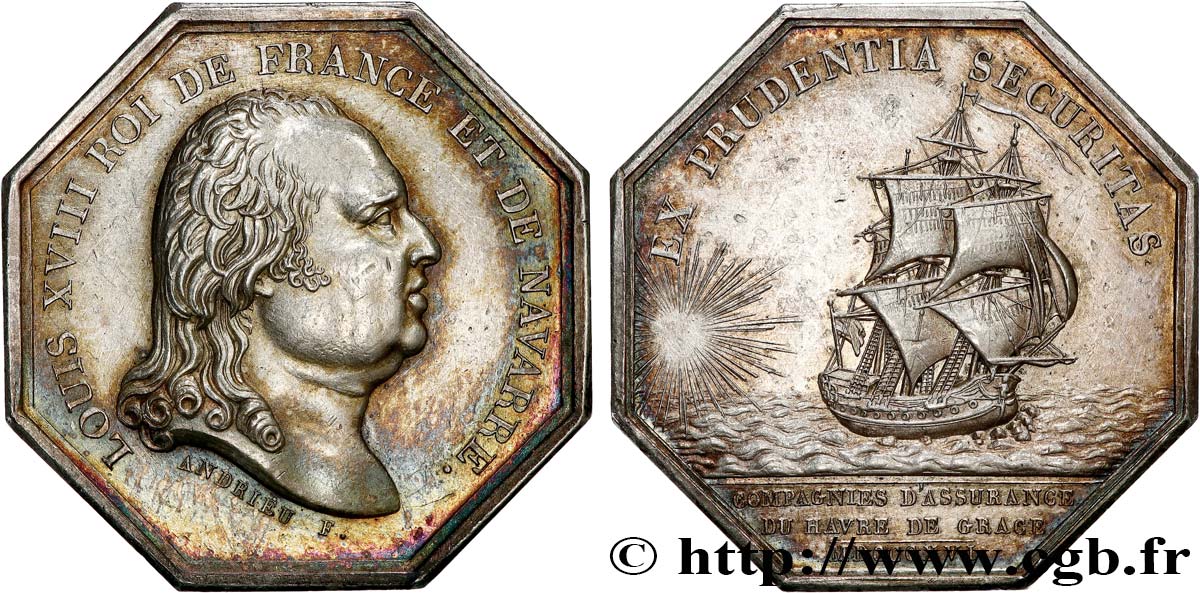 NORMANDIE - JETONS DU XIXe SIÈCLE Compagnie d’assurances du Havre - MARITIME AU
