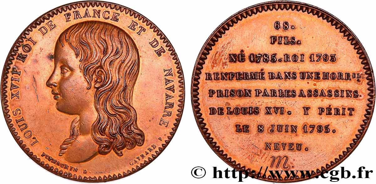 SÉRIE MÉTALLIQUE DES ROIS DE FRANCE 68 - règne de Louis XVII - Émission de Louis XVIII AU