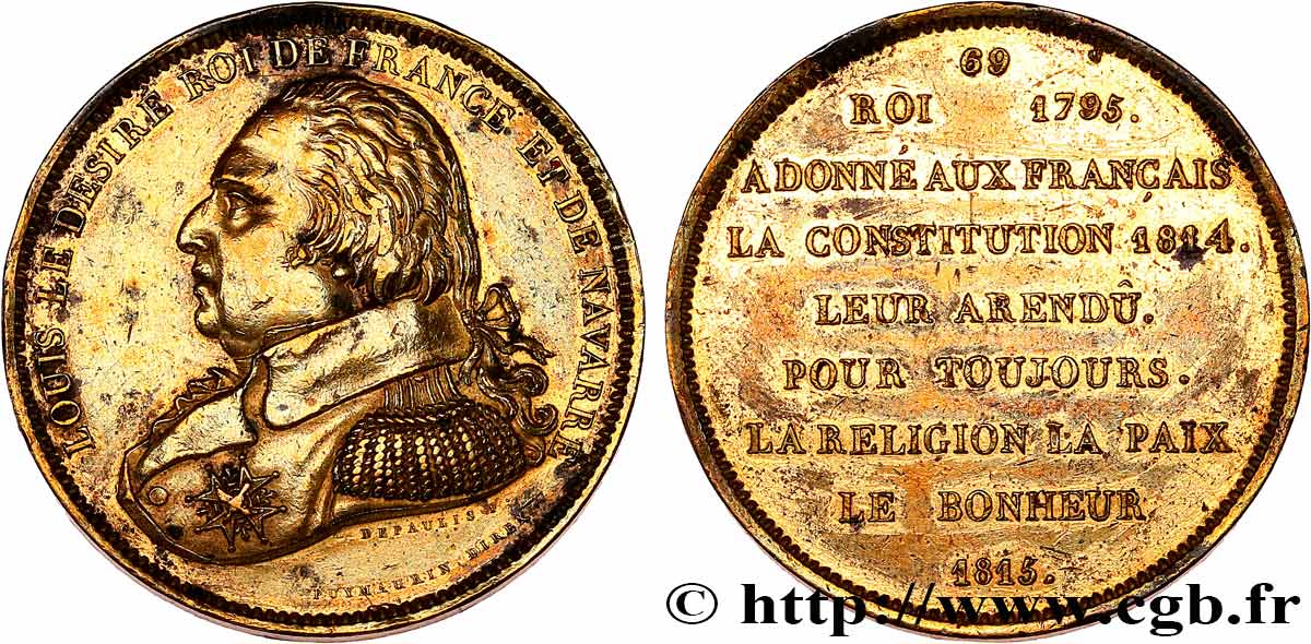 METALLIC SERIES OF THE KINGS OF FRANCE  69 - Règne de Louis XVIII - Émission de Louis XVII AU