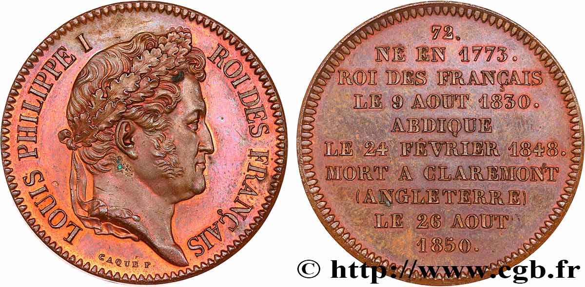 SÉRIE MÉTALLIQUE DES ROIS DE FRANCE LOUIS-PHILIPPE Ier - Émission de Louis XVIII TTB+