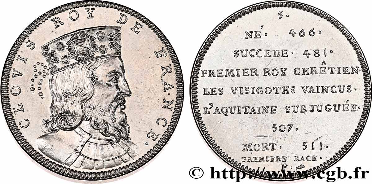 METALLIC SERIES OF THE KINGS OF FRANCE  Piefort - Règne de CLOVIS - 5 - refrappe ultra-moderne MS
