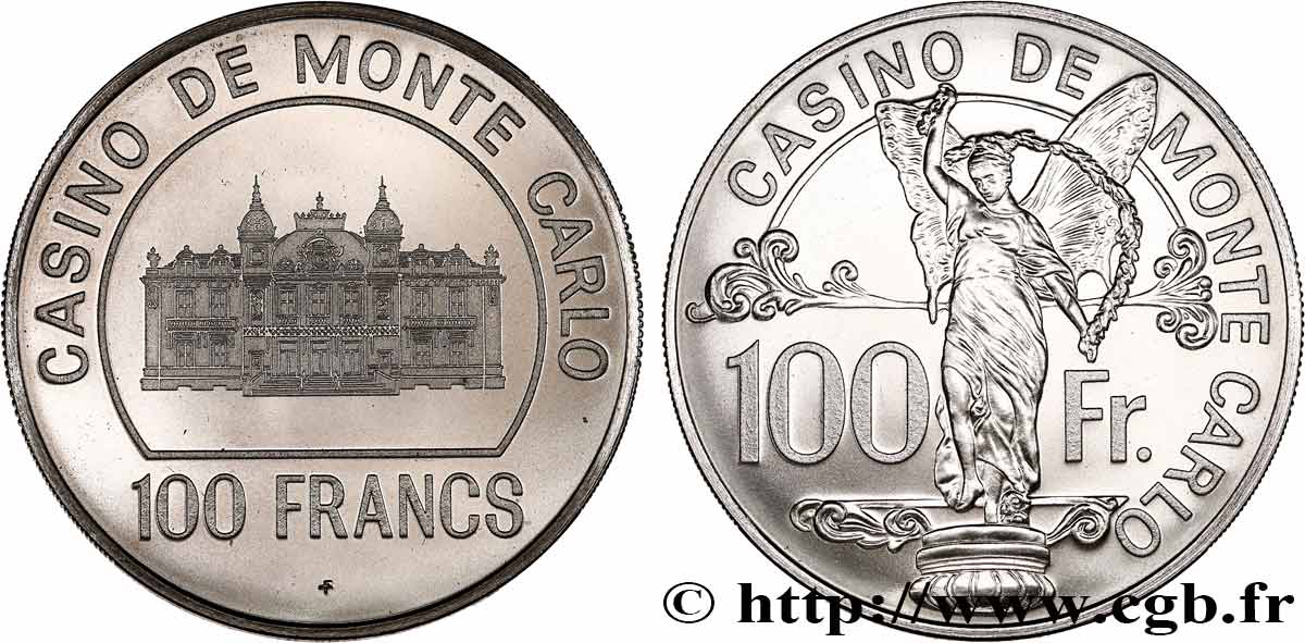 CASINOS ET JEUX Casino de MONTE CARLO - 100 FRANCS PROOF SPL