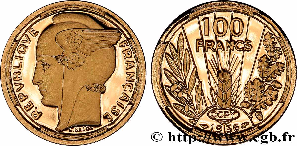 PERSONNAGES CÉLÈBRES Refrappe de la 100 francs BAZOR FDC