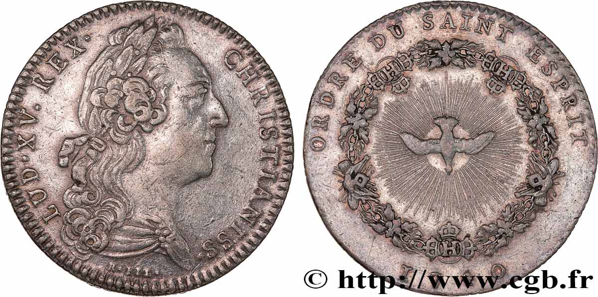 ORDRES DU ROI ORDRE DU SAINT-ESPRIT, axe en monnaie, émission vers 1770 TTB