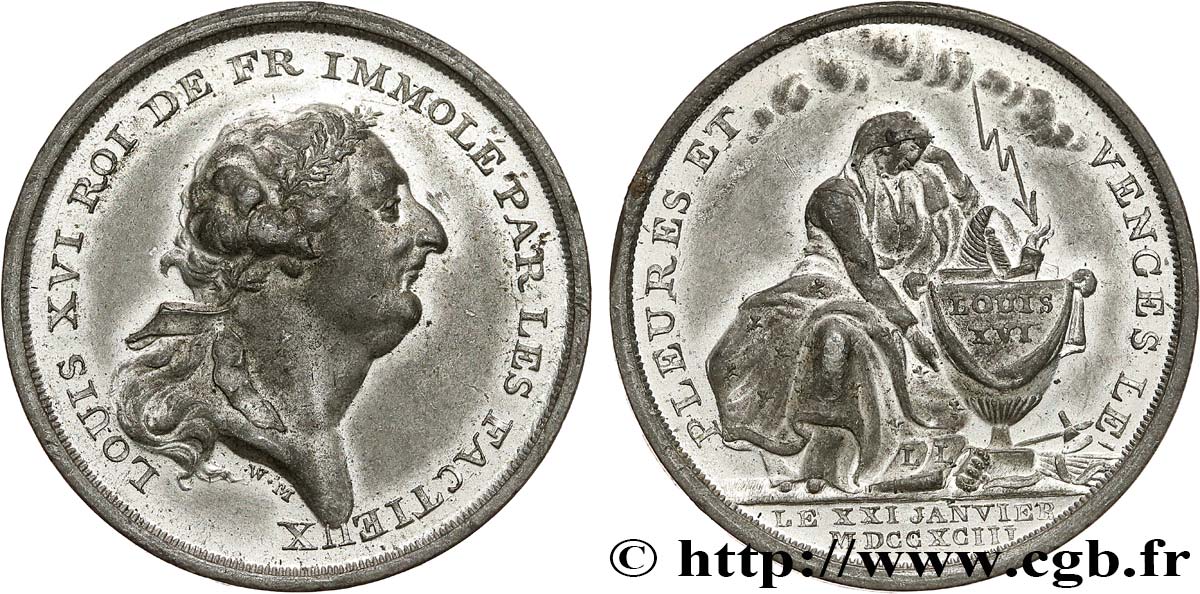 LOUIS XVI (MONARQUE CONSTITUTIONNEL)  Médaille dénonçant la mort du roi le 21 janvier 1793 TTB+