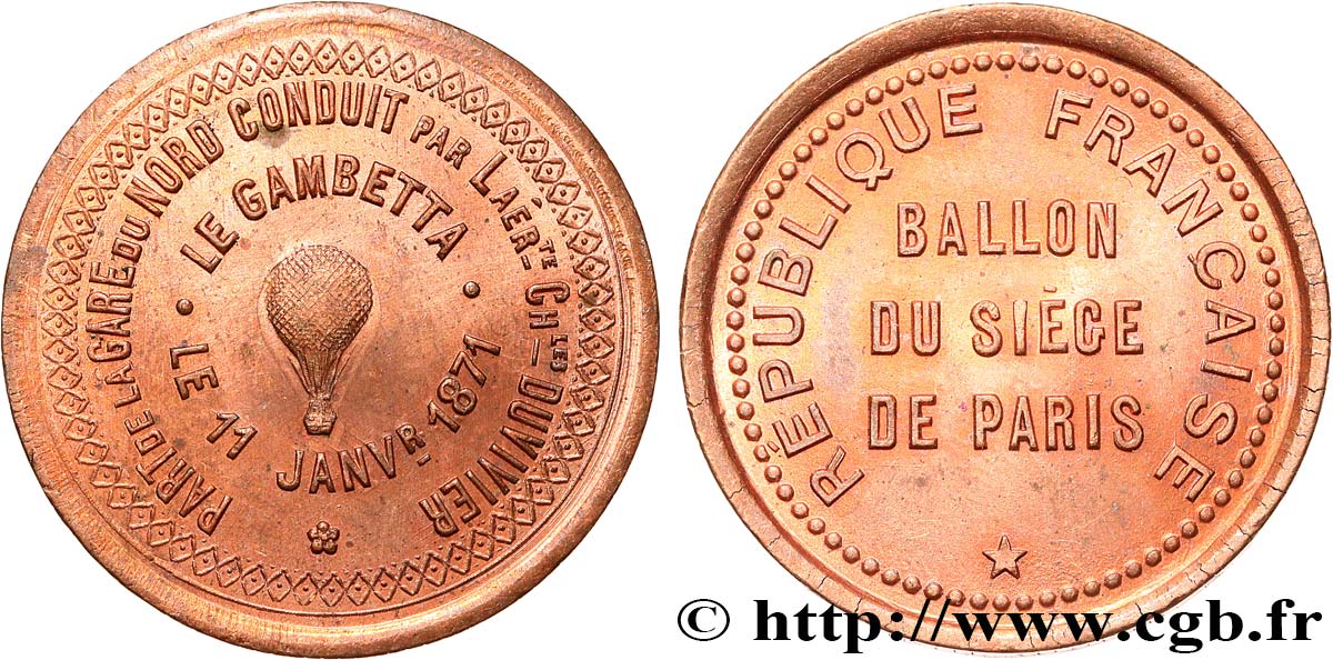 COMMUNE (LA) TROISIÈME RÉPUBLIQUE Module de 10 centimes, ballon   LE GAMBETTA   SPL