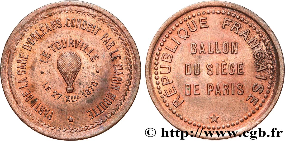 COMMUNE (LA) TROISIÈME RÉPUBLIQUE Module de 10 centimes, ballon   LE TOURVILLE   SPL