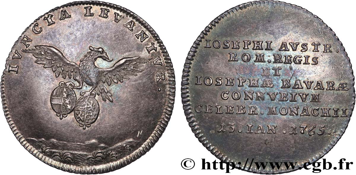 AUTRICHE - JOSEPH II Deuxième mariage de Joseph II Empereur du Saint Empire avec Josépha de Bavière TTB+
