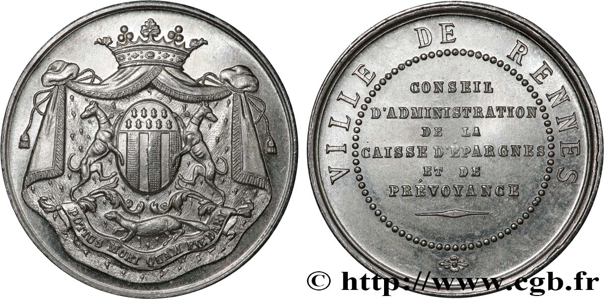 BRITTANY - MEDALS, TOKENS AND JETONS OF THE 19TH CENTURY Caisse d’épargne de Rennes MS