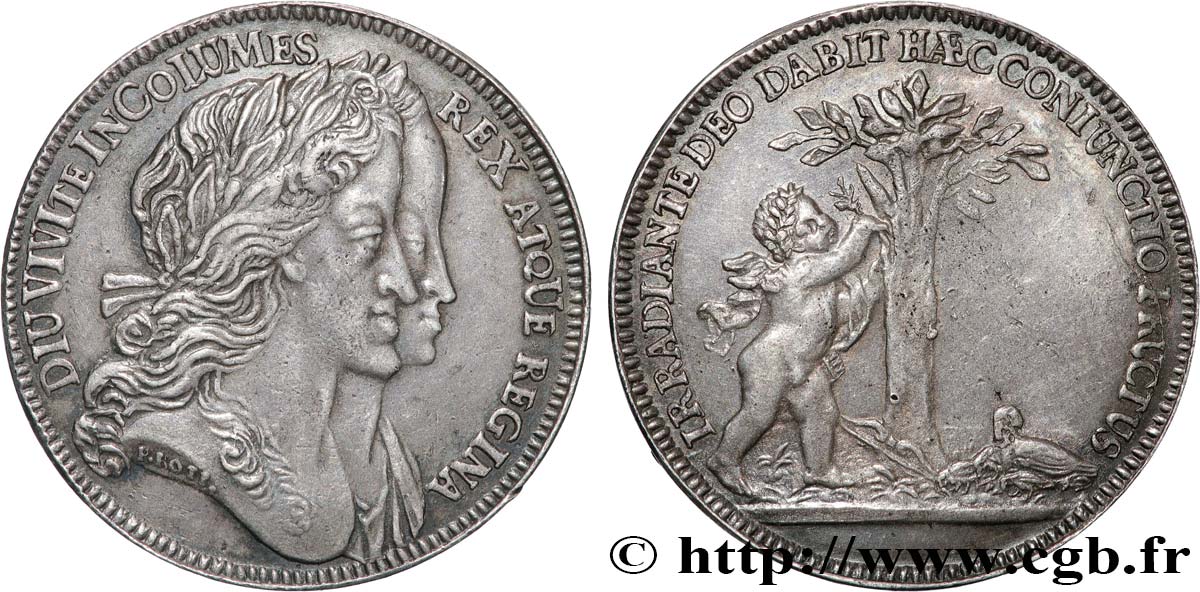 ESPAGNE - ROYAUME D ESPAGNE - CHARLES II Médaille, Mariage de Charles II d’Espagne avec Marie-Anne de Neubourg   TTB+