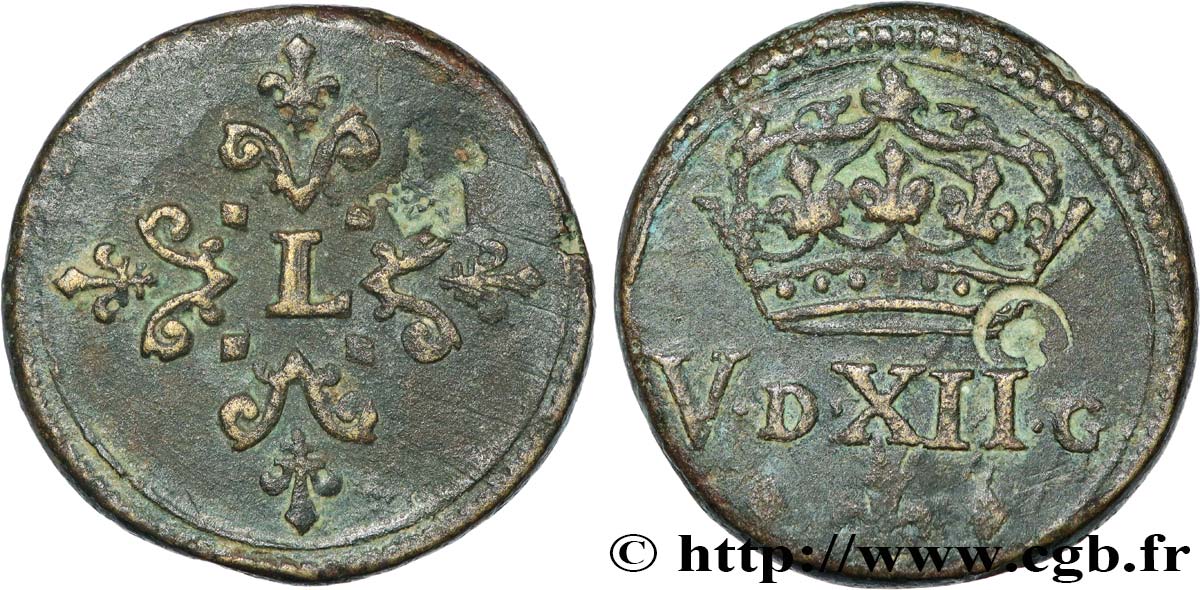 LOUIS XIII LE JUSTE Poids monétaire pour le demi-franc de forme circulaire TTB