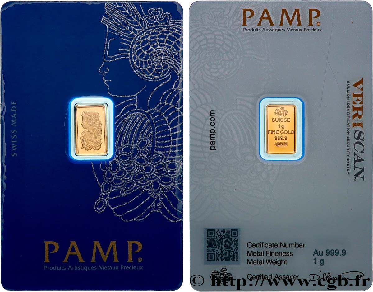 GOLD, PALLADIUM & PLATINUM INVESTMENT Lingotin de 1 gramme - OR 999,9 MS