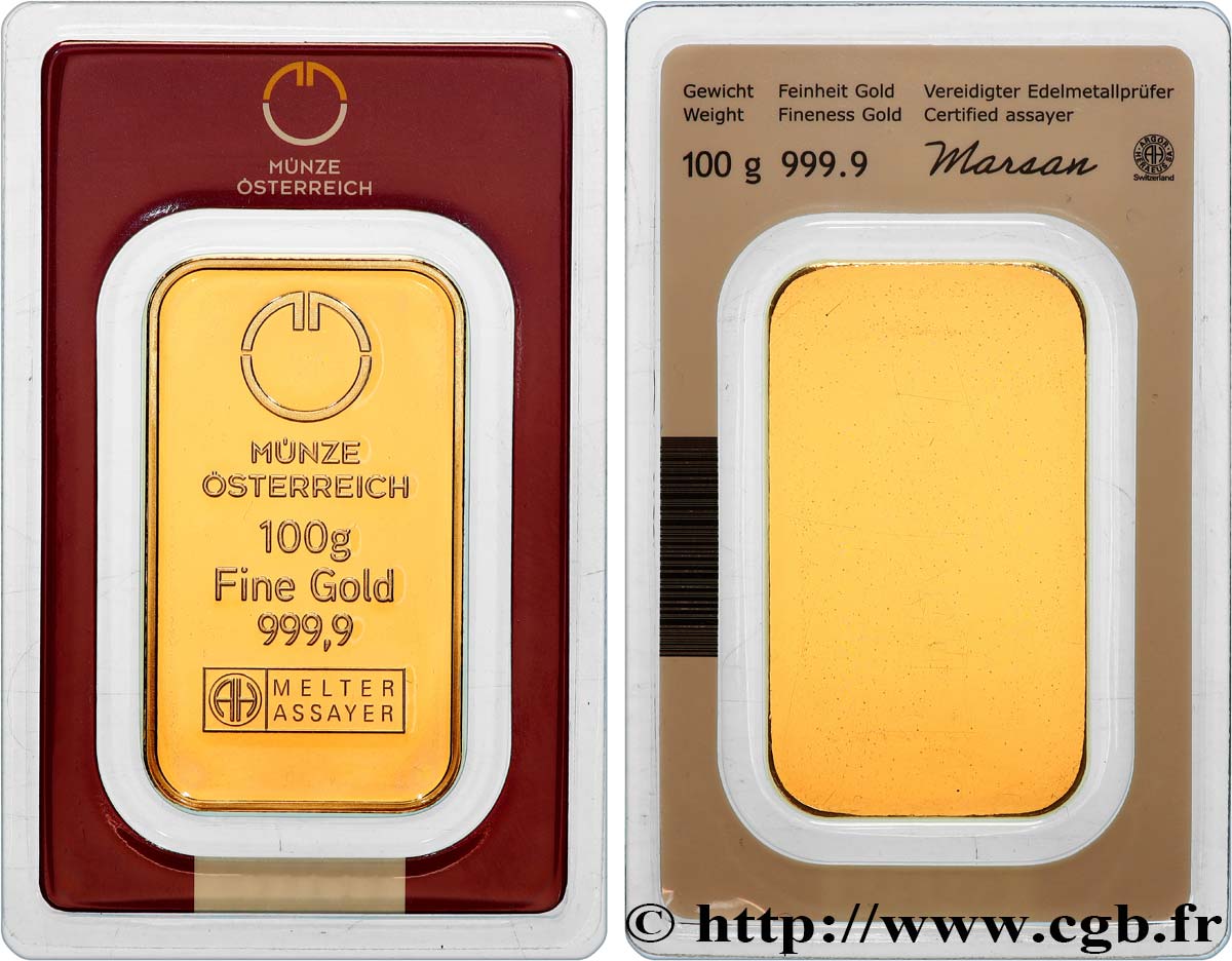 INVESTMENT GOLD Lingotin de 100 grammes - OR 999,9 ST