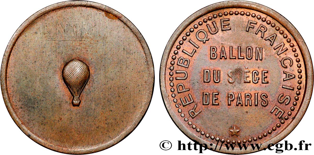 COMMUNE (LA) TROISIÈME RÉPUBLIQUE Module de 10 centimes, ballon - non attribué SUP