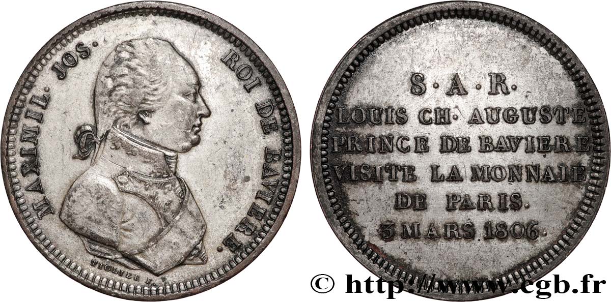 PREMIER EMPIRE Monnaie de visite, module de 2 francs, pour Maximilien de Bavière TTB