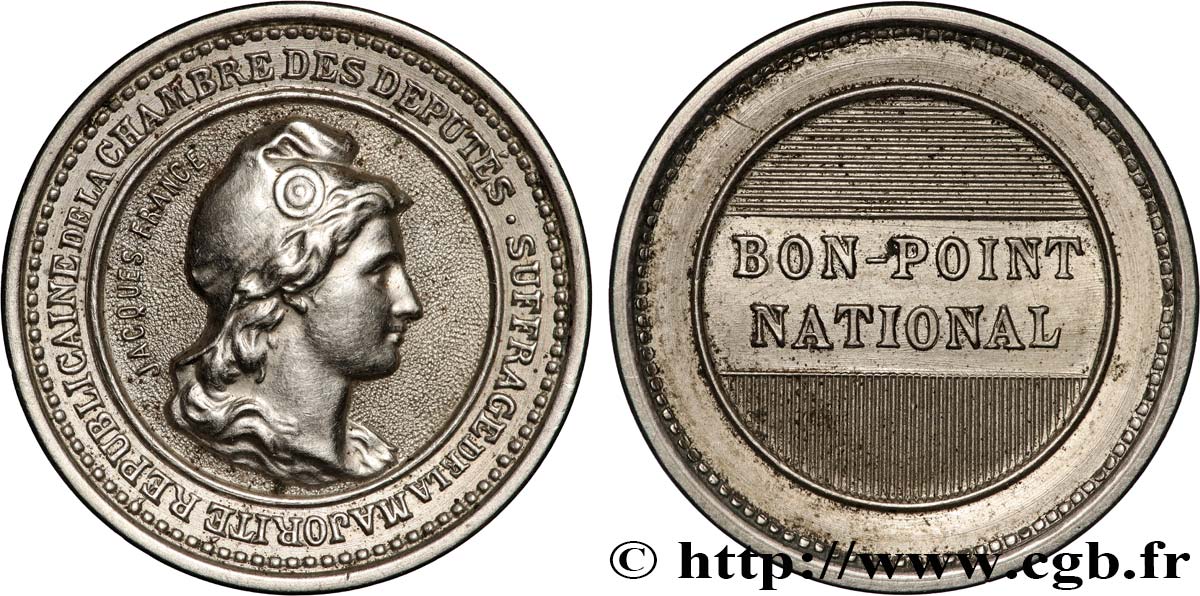 FRANC - MAÇONNERIE SUFFRAGE DE LA MAJORITÉ RÉPUBLICAINE DE LA CHAMBRE DES DÉPUTES TTB+